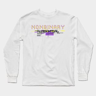 Nonbinary - Nonbinary Flag - Enby - Glitch Effect Long Sleeve T-Shirt